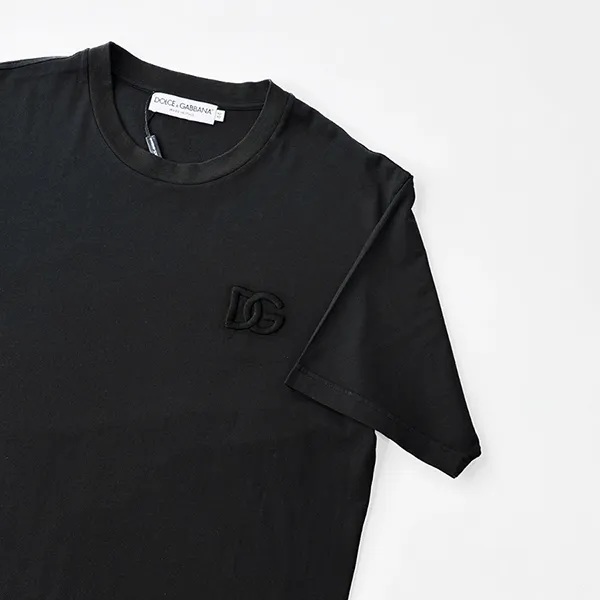 Áo Phông Nam Dolce & Gabbana D&G With Logo Embroidered T-Shirt G8RI6Z G7L3I S9019 Màu Đen Size 44
