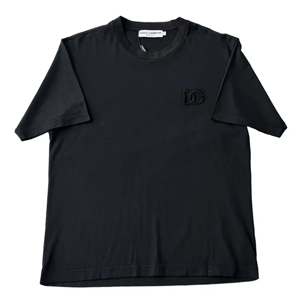 Áo Phông Nam Dolce & Gabbana D&G With Logo Embroidered T-Shirt G8RI6Z G7L3I S9019 Màu Đen Size 44