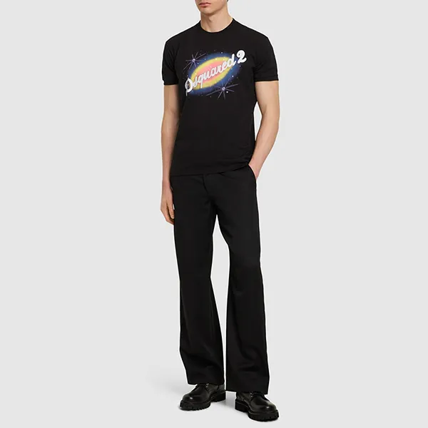 Áo Phông Nam Dsquared2 With Logo Printed T-Shirt S71GD1384 D20020 900 Màu Đen Size XS