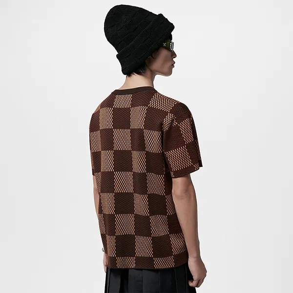 Áo Phông Nam Louis Vuitton LV Brown Damier Crewneck With Crystal Patch 1AFIUP Màu Nâu Size XS - Thời trang - Vua Hàng Hiệu