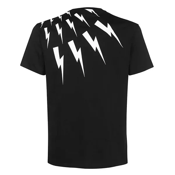 Áo Phông Nam Neil Barrett Black Off-Set Fair Isle Thunderbolt TShirt BJT004S Màu Đen Size XS
