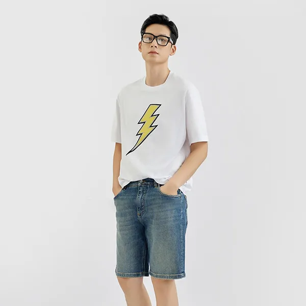 Áo Phông Nam Neil Barrett White With Yellow Thunderbolt Printed PBJT215 V518C/2378 Màu Trắng Size XS - Thời trang - Vua Hàng Hiệu