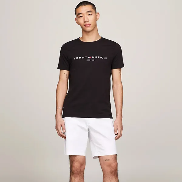 Áo Phông Nam Tommy Hilfiger Embroidered Tommy Logo Black Tshirt 78J6318 001 Màu Đen Size XS