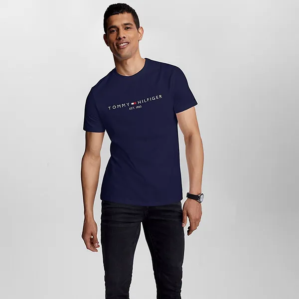 Áo Phông Nam Tommy Hilfiger Logo Navy Tshirt 78J6318 410 4JP Màu Xanh Navy Size XS - Thời trang - Vua Hàng Hiệu