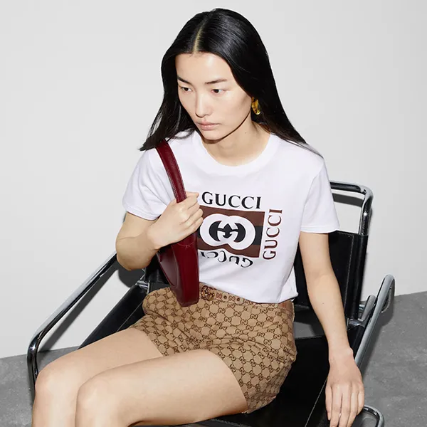 Áo Phông Nữ Gucci Printed Cotton Jersey T-Shirt 787299 XJGNV 9875 Màu Trắng Size S
