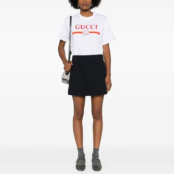 Áo Phông Nữ Gucci With Logo Printed T-Shirt 788093XJGL7 9074 Màu Trắng Size S
