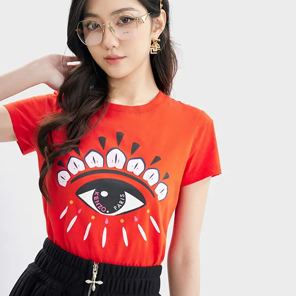 Áo Phông Nữ Kenzo Red With Eye Logo Printed F952TS7334YD.21.S Màu Đỏ Size XS