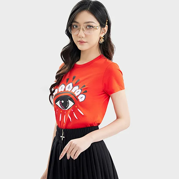 Áo Phông Nữ Kenzo Red With Eye Logo Printed F952TS7334YD.21.S Màu Đỏ Size XS