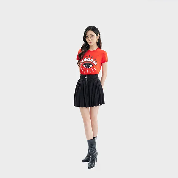 Áo Phông Nữ Kenzo Red With Eye Logo Printed F952TS7334YD.21.S Màu Đỏ Size XS