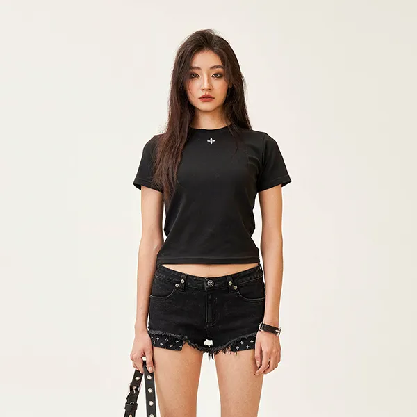 Áo Phông Nữ SMFK Compass Hug Embrace Slim Fit T-Shirt DT008B1 Màu Đen Size M - Thời trang - Vua Hàng Hiệu