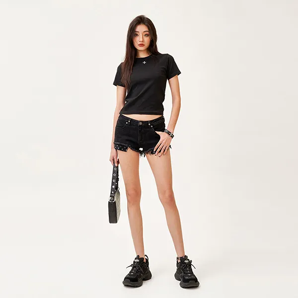 Áo Phông Nữ SMFK Compass Hug Embrace Slim Fit T-Shirt DT008B1 Màu Đen Size M - Thời trang - Vua Hàng Hiệu