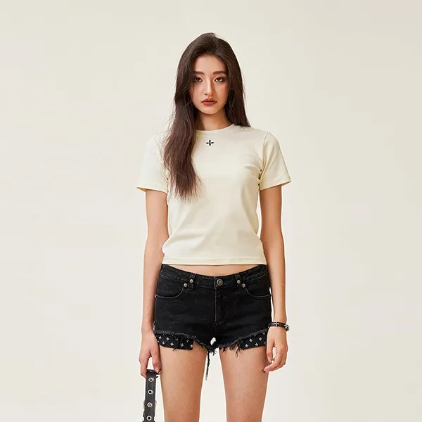 Áo Phông Nữ SMFK With Logo Printed T-Shirt DT008W1 Màu Trắng Size L - Thời trang - Vua Hàng Hiệu