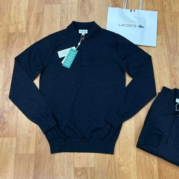 Áo Polo Dài Tay Nam Lacoste Men's Paris Shirt Stretchy Straight Fit Màu Xanh Navy Size 5