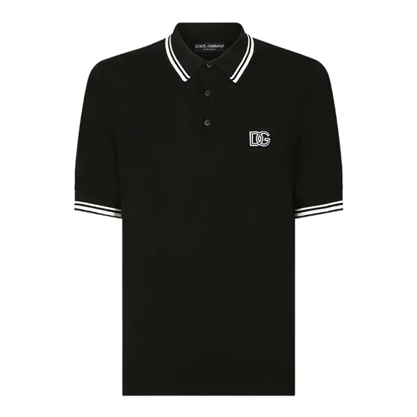 Áo Polo Nam Dolce & Gabbana Black With DG Logo Embroidered GXZ02Z JBCBZ N0000 Màu Đen Size 46