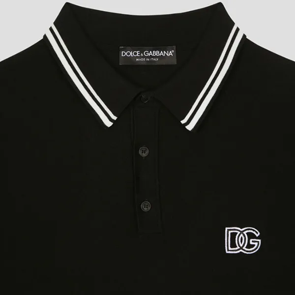 Áo Polo Nam Dolce & Gabbana Black With DG Logo Embroidered GXZ02Z JBCBZ N0000 Màu Đen Size 46