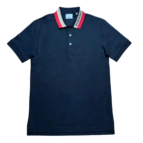 Áo Polo Nam Burberry Contrast-Collar Pique Màu Xanh Đen Size M