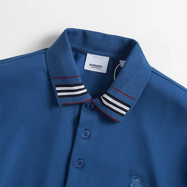 Áo Polo Nam Burberry EKD Embroidered Cotton Silk Shirt Màu Xanh Blue Size XS - Thời trang - Vua Hàng Hiệu