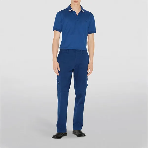 Áo Polo Nam Burberry EKD Embroidered Cotton Silk Shirt Màu Xanh Blue Size XS - Thời trang - Vua Hàng Hiệu