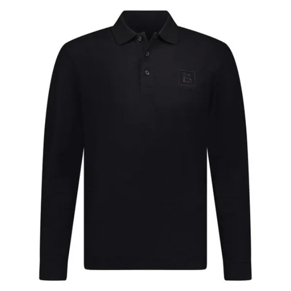 Áo Polo Nam Burberry Long Sleeve Black Polo Shirt Màu Đen N-DG S
