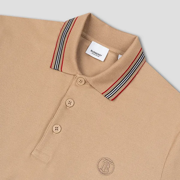 Áo Polo Nam Burberry Men's Beige With TB Logo Embroidered 8083159 Màu Beige Size XS
