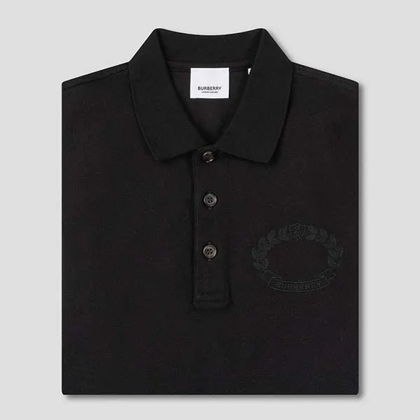 Áo Polo Nam Burberry Men's Black With Logo Embroidered 80651791007 Màu Đen Size XS