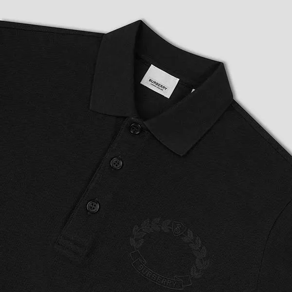 Áo Polo Nam Burberry Men's Black With Logo Embroidered 80651791007 Màu Đen Size XS
