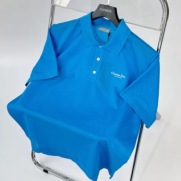 Áo Polo Nam Dior With Logo Embroidered 483J834A0931 580 Màu Xanh Blue Size S