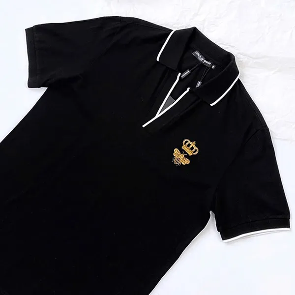 Áo Polo Nam Dolce & Gabbana D&G Black With Logo Embroidered G8KB4Z G7WUR N0000 Màu Đen Size 44