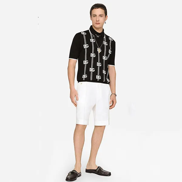 Áo Polo Nam Dolce & Gabbana D&G Black With Logo Printed Polo Shirt GXJ98T JAST5 S9000 Màu Đen Size 48