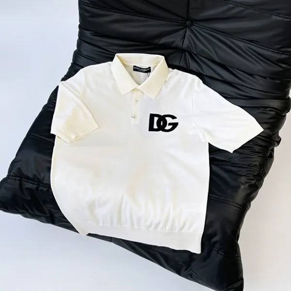 Áo Polo Nam Dolce & Gabbana D&G In Cream With Logo Embroidered GXJ89T JDMQ1 S9001 Màu Trắng Size 48