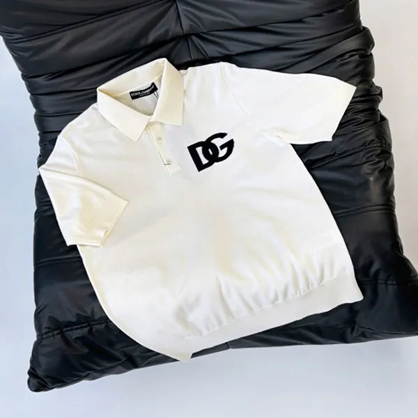 Áo Polo Nam Dolce & Gabbana D&G In Cream With Logo Embroidered GXJ89T JDMQ1 S9001 Màu Trắng Size 48