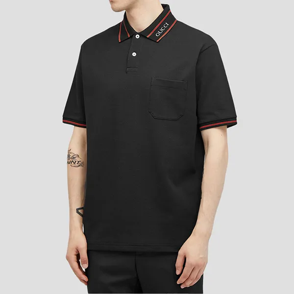 Áo Polo Nam Gucci Black With Logo Collar Printed Polo Shirt 784422 XJGJW 1043 Màu Đen Size M - Thời trang - Vua Hàng Hiệu