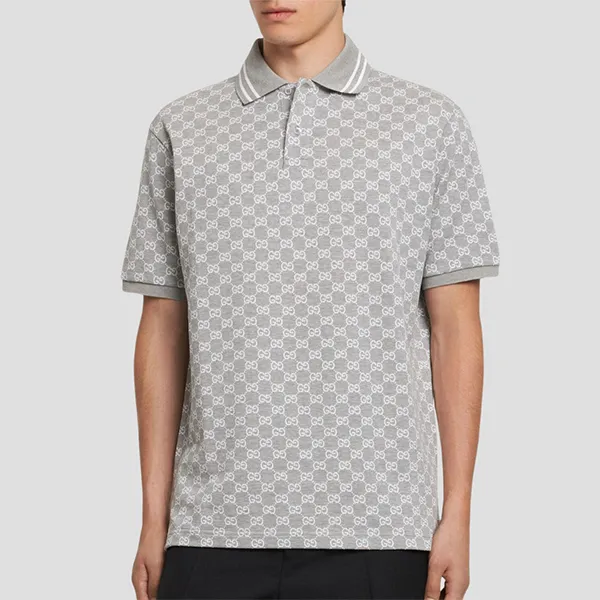 Áo Polo Nam Gucci Grey With Monogram Logo Printed Polo Shirt 788024 XJGQX 1087 Màu Xám Size M - Thời trang - Vua Hàng Hiệu