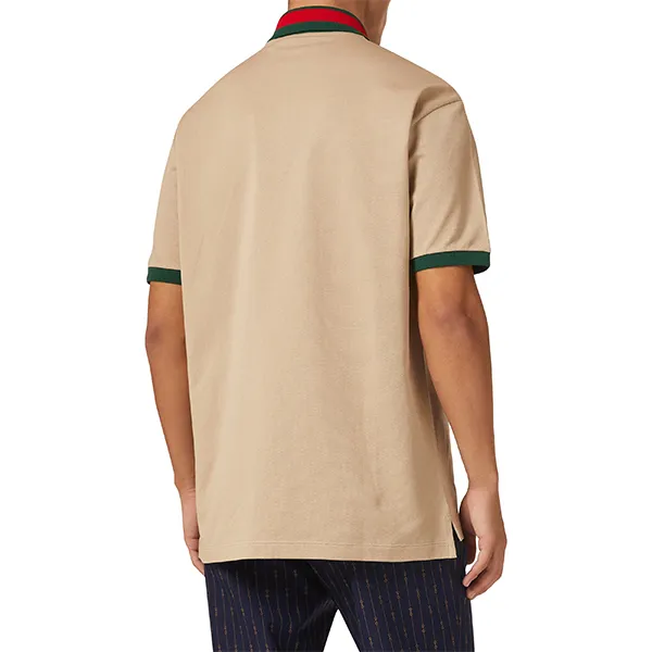 Áo Polo Nam Gucci Web Collar Polo Shirt In Stretch Cotton Piquet 701735 Màu Be Đậm Size S - Thời trang - Vua Hàng Hiệu