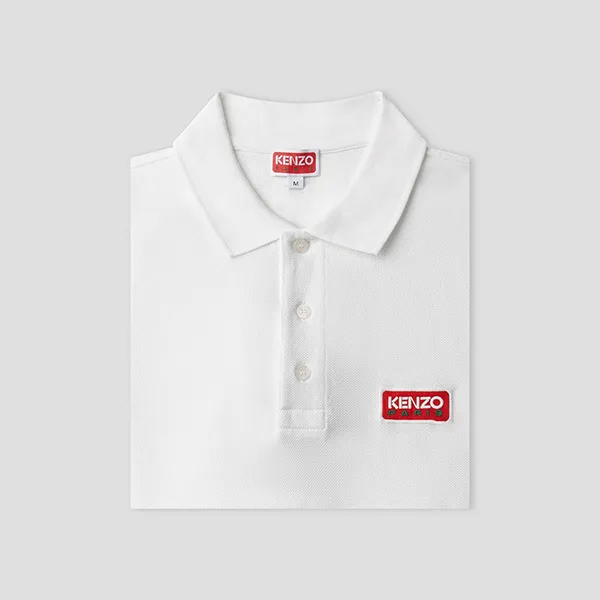 Áo Polo Nam Kenzo White With Classic Logo Embroidered FD65PO5314PU 02 Màu Trắng Size S