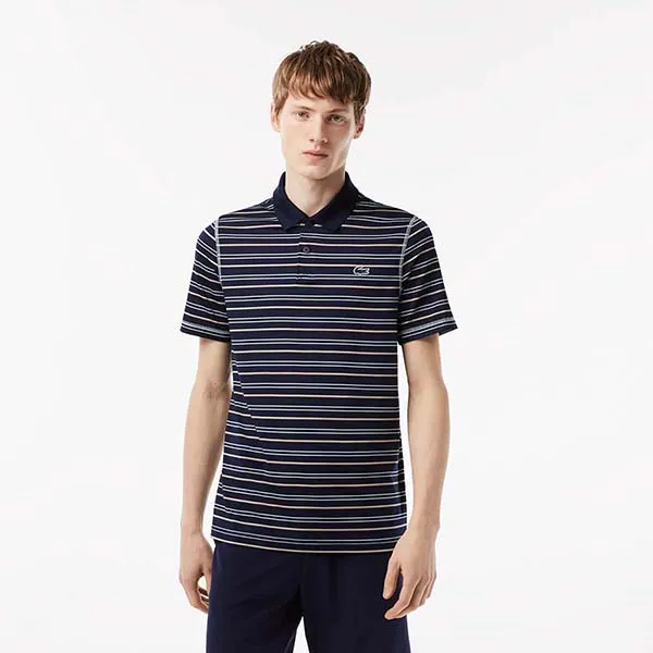 Áo Polo Nam Lacoste Golf Recycled Polyester Stripe Polo Shirt DH5182 YIE Màu Xanh Navy Size 3