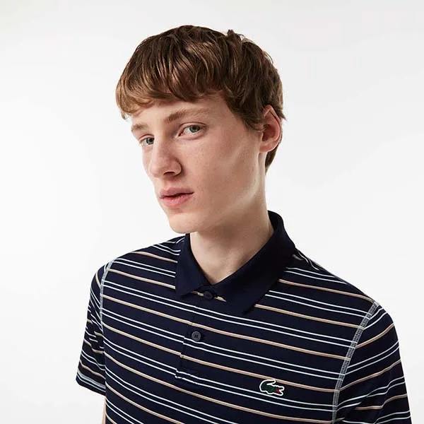 Áo Polo Nam Lacoste Golf Recycled Polyester Stripe Polo Shirt DH5182 YIE Màu Xanh Navy Size 3