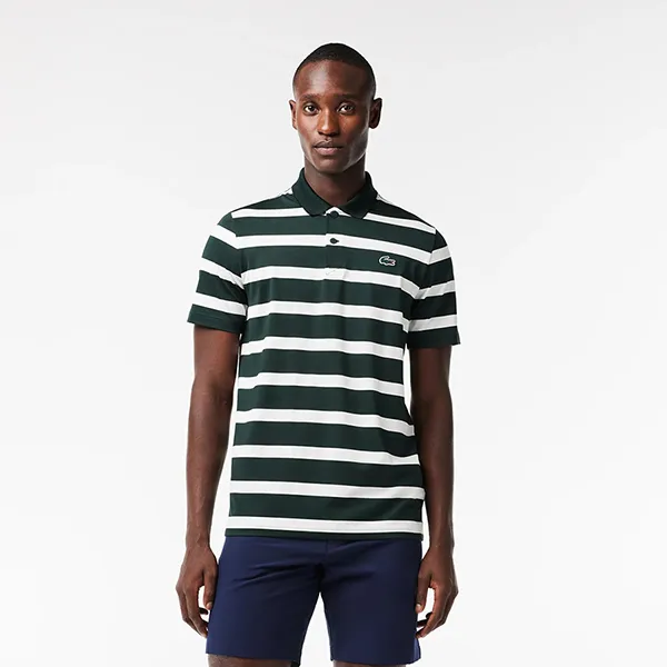 Áo Polo Nam Lacoste Men's Golf UV Resistant Recycled Fiber DH1091 TE2 Màu Xanh Trắng Size 2