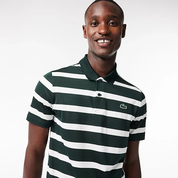 Áo Polo Nam Lacoste Men's Golf UV Resistant Recycled Fiber DH1091 TE2 Màu Xanh Trắng Size 2
