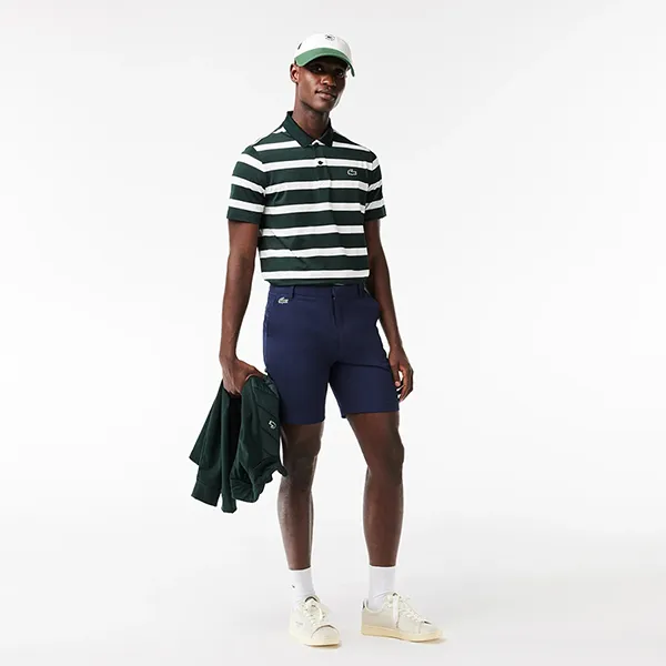 Áo Polo Nam Lacoste Men's Golf UV Resistant Recycled Fiber DH1091 TE2 Màu Xanh Trắng Size 2
