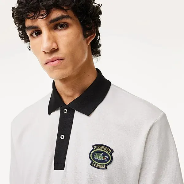 Áo Polo Nam Lacoste Men's Original Shirt With Badge PH7369 8LP Màu Trắng Đen Size 3