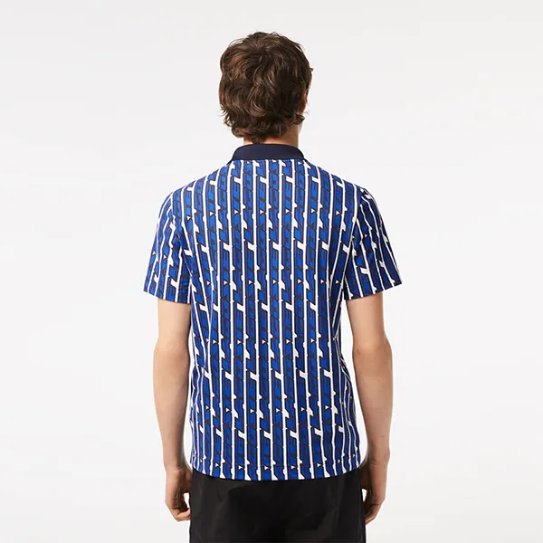 Áo Polo Nam Lacoste Men's Regular Fit Two-Tone Printed Stretch Piqué PH5655 ANY Màu Xanh Blue Size 3