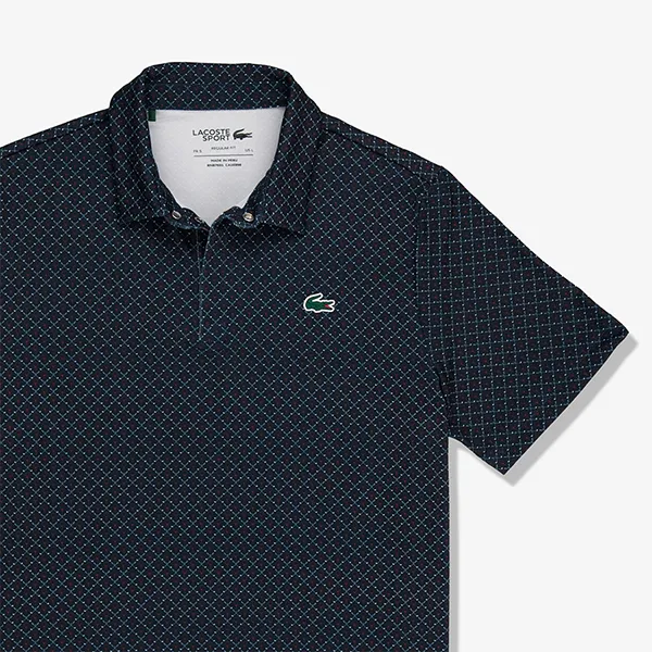 Áo Polo Nam Lacoste Printed In Recycled Polyester DH5175 51 R1I Màu Xanh Navy Size 3