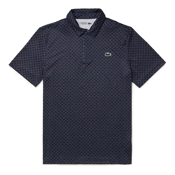 Áo Polo Nam Lacoste Printed In Recycled Polyester DH5175 51 R1I Màu Xanh Navy Size 3