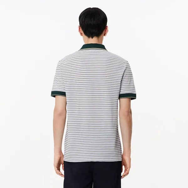 Áo Polo Nam Lacoste Regular Fit Striped Mini Piqué PH7583 T69 Màu Xanh/Xám - Thời trang - Vua Hàng Hiệu