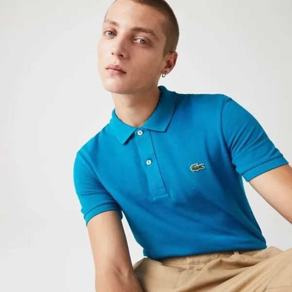 Áo Polo Nam Lacoste Slim Fit Pique Polo Shirt PH4012 YZW Màu Xanh Băng Size 2