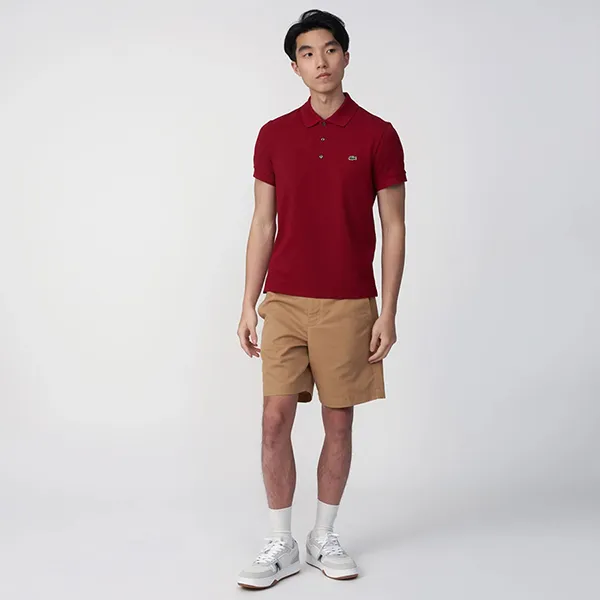Áo Polo Nam Lacoste Slim Fit Stretch Cotton Piqué Shirt PH7937 10 476 Màu Đỏ Mận Size 2