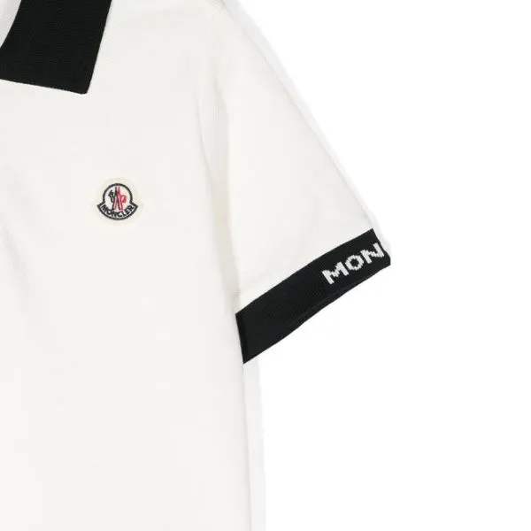 Áo Polo Nam Moncler In White With Logo Printed 89ALK 8A000 02 034 Màu Trắng Đen