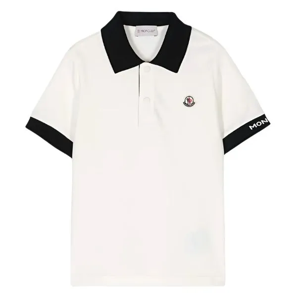 Áo Polo Nam Moncler In White With Logo Printed 89ALK 8A000 02 034 Màu Trắng Đen