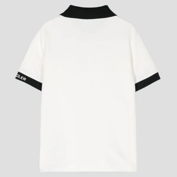 Áo Polo Nam Moncler In White With Logo Printed 89ALK 8A000 02 034 Màu Trắng Đen